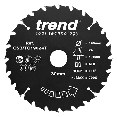 CSB/TC19024T - Craft saw blade 190mm x 24 teeth x 30mm thin